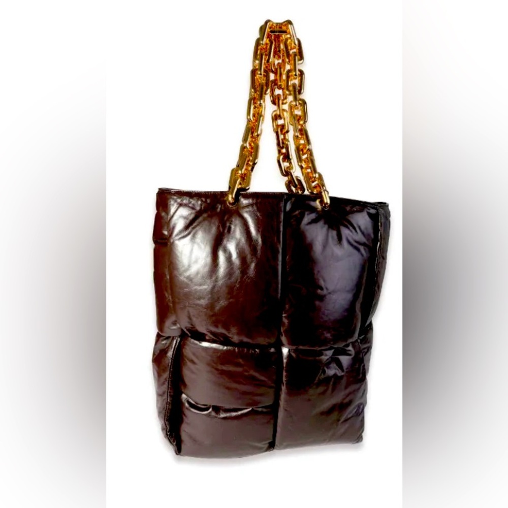 Authentic BOTTEGA VENETA Intrecciato Calfskin Puffy Chain Top Handle Tote bag